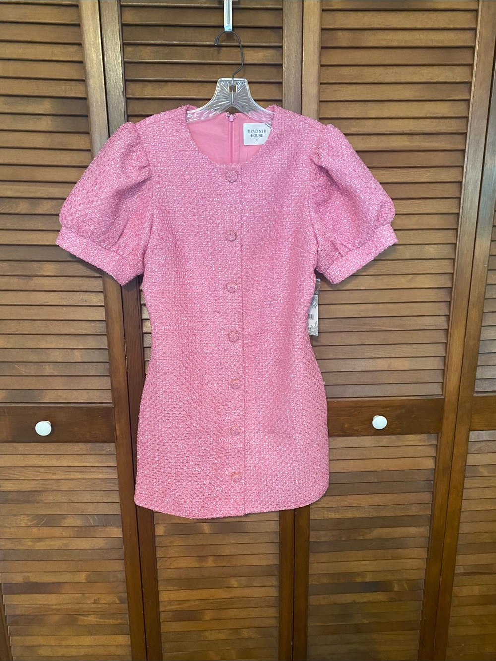 Hyacinth House Tuckernuck Pink Tweed Kit Mini Dress Size Small NWT